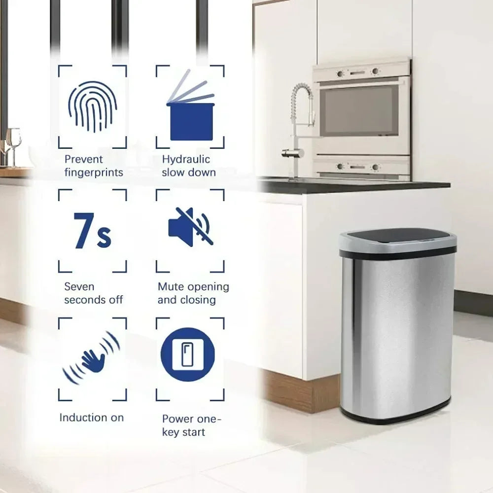 Smart Waste Bin with Lid - 50L Capacity for Home and Office