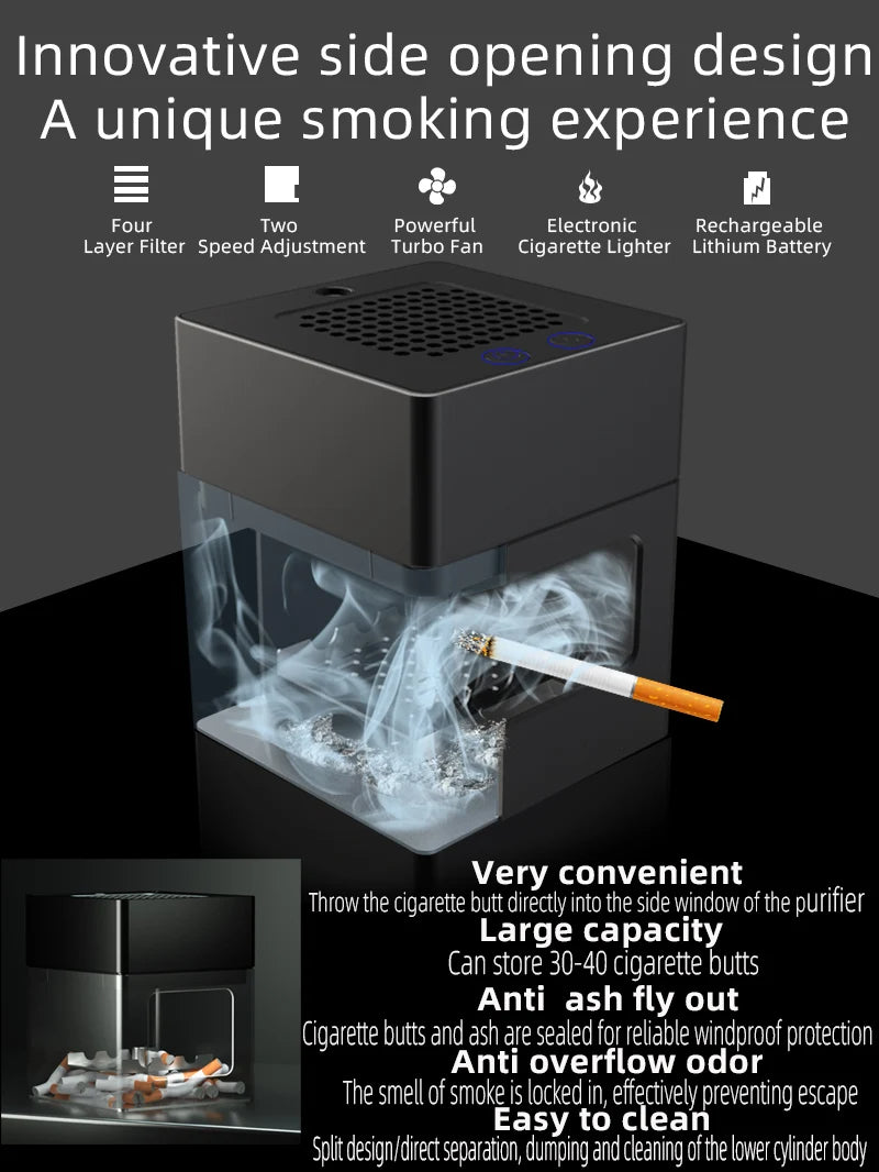 Smart ashtray with air purifier