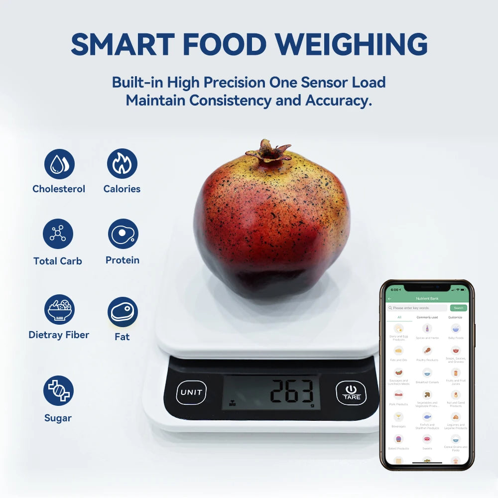 Smart Kitchen Scale - High Accuracy Calculating Calories and Nutrition