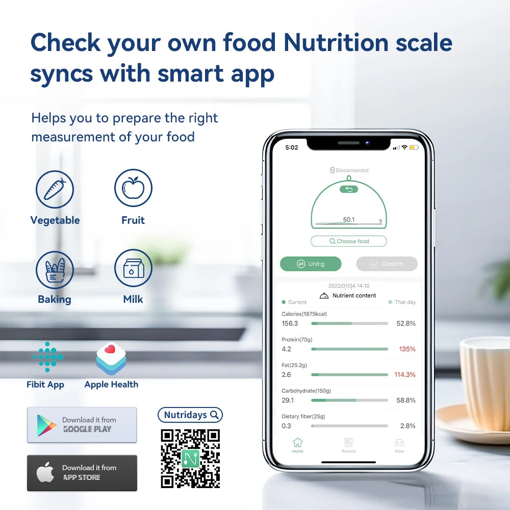 Smart Kitchen Scale - High Accuracy Calculating Calories and Nutrition