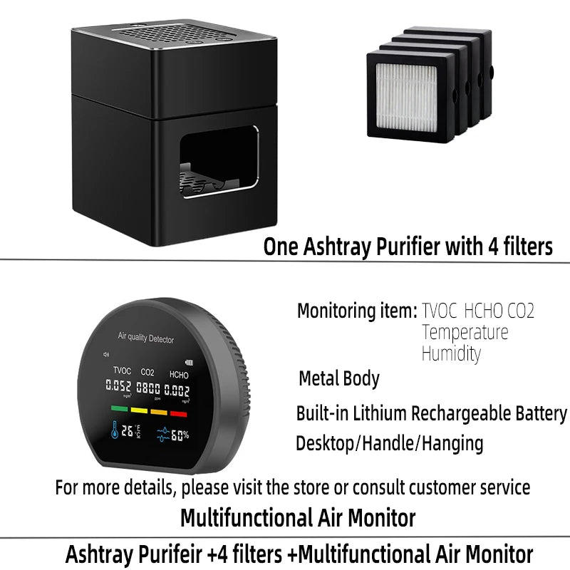 Smart ashtray with air purifier